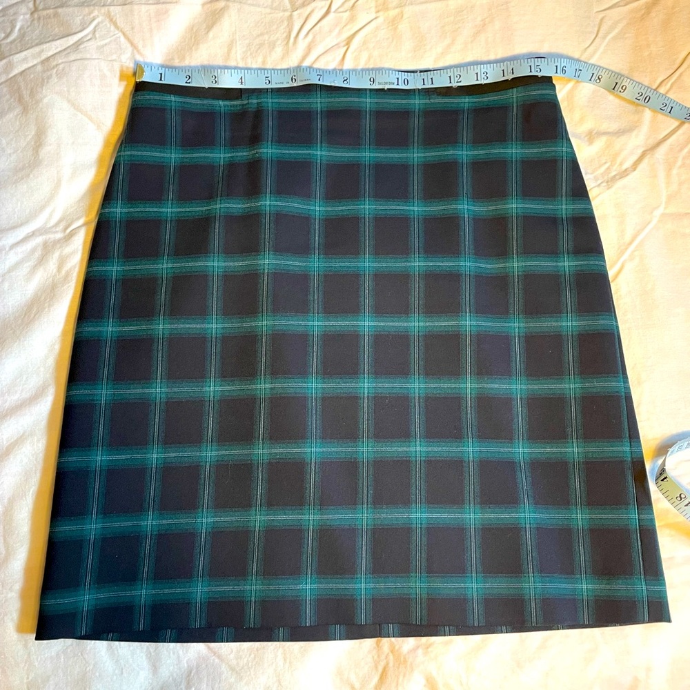 Plaid Green and Navy Blue Women's Skirt